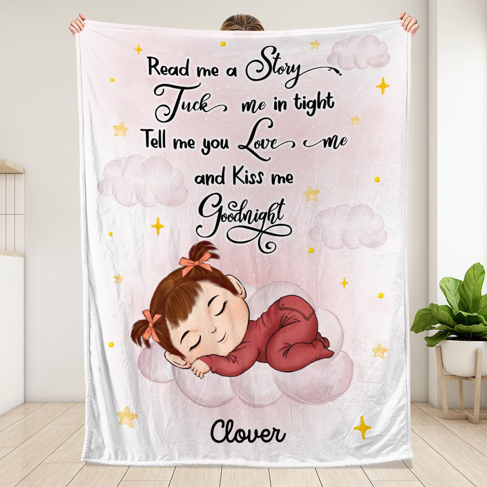 Baby Kiss Me Goodnight - Personalized Blanket - Giftago
