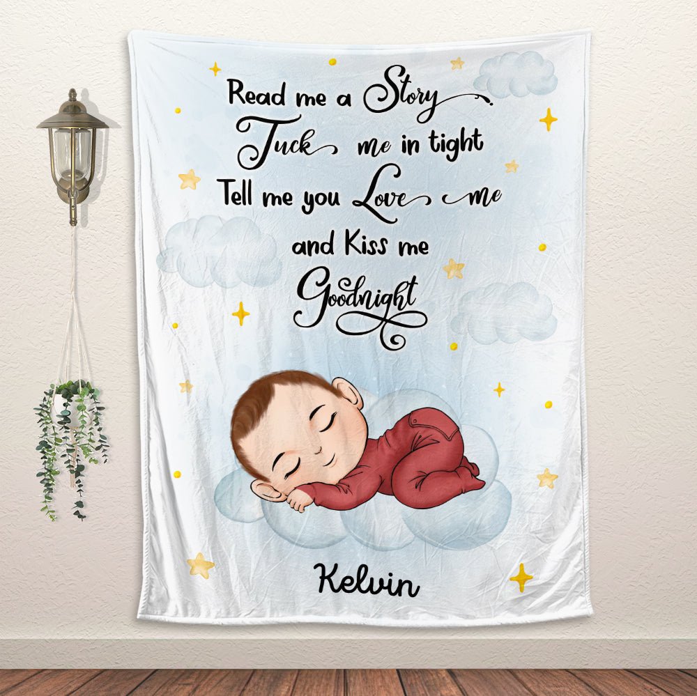 Baby Kiss Me Goodnight - Personalized Blanket - Giftago
