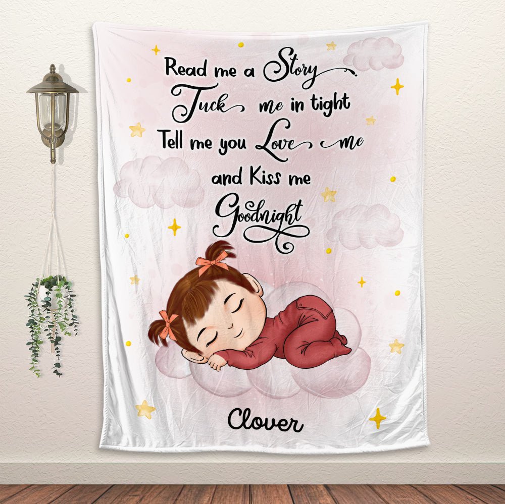 Baby Kiss Me Goodnight - Personalized Blanket - Giftago