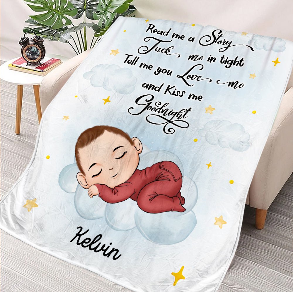 Baby Kiss Me Goodnight - Personalized Blanket - Giftago