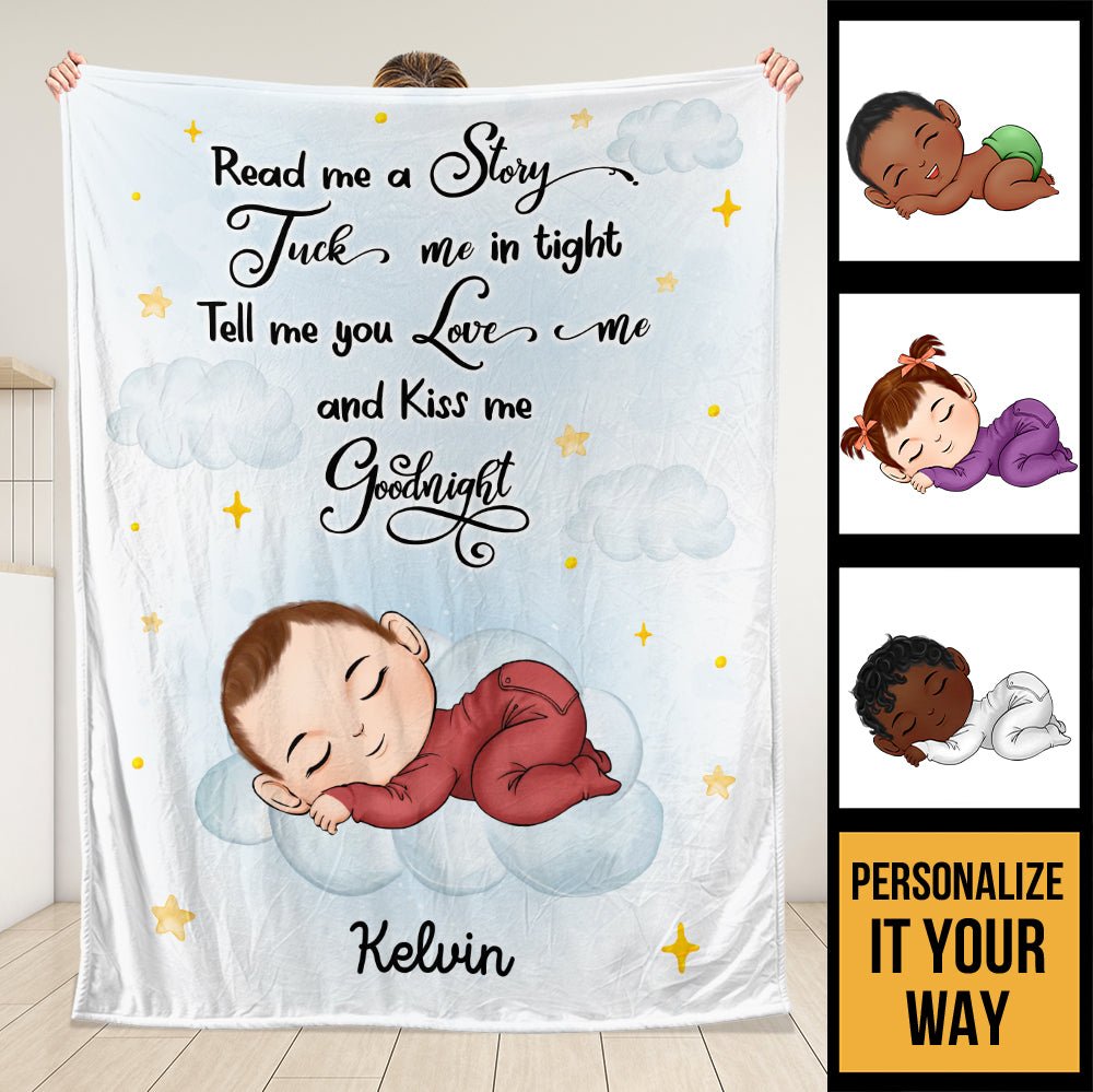 Baby Kiss Me Goodnight - Personalized Blanket - Giftago