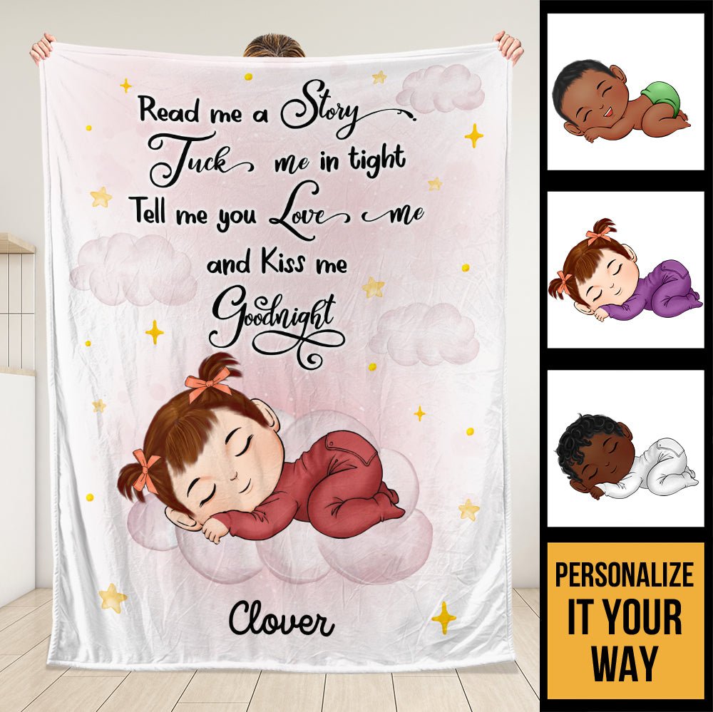 Baby Kiss Me Goodnight - Personalized Blanket - Giftago