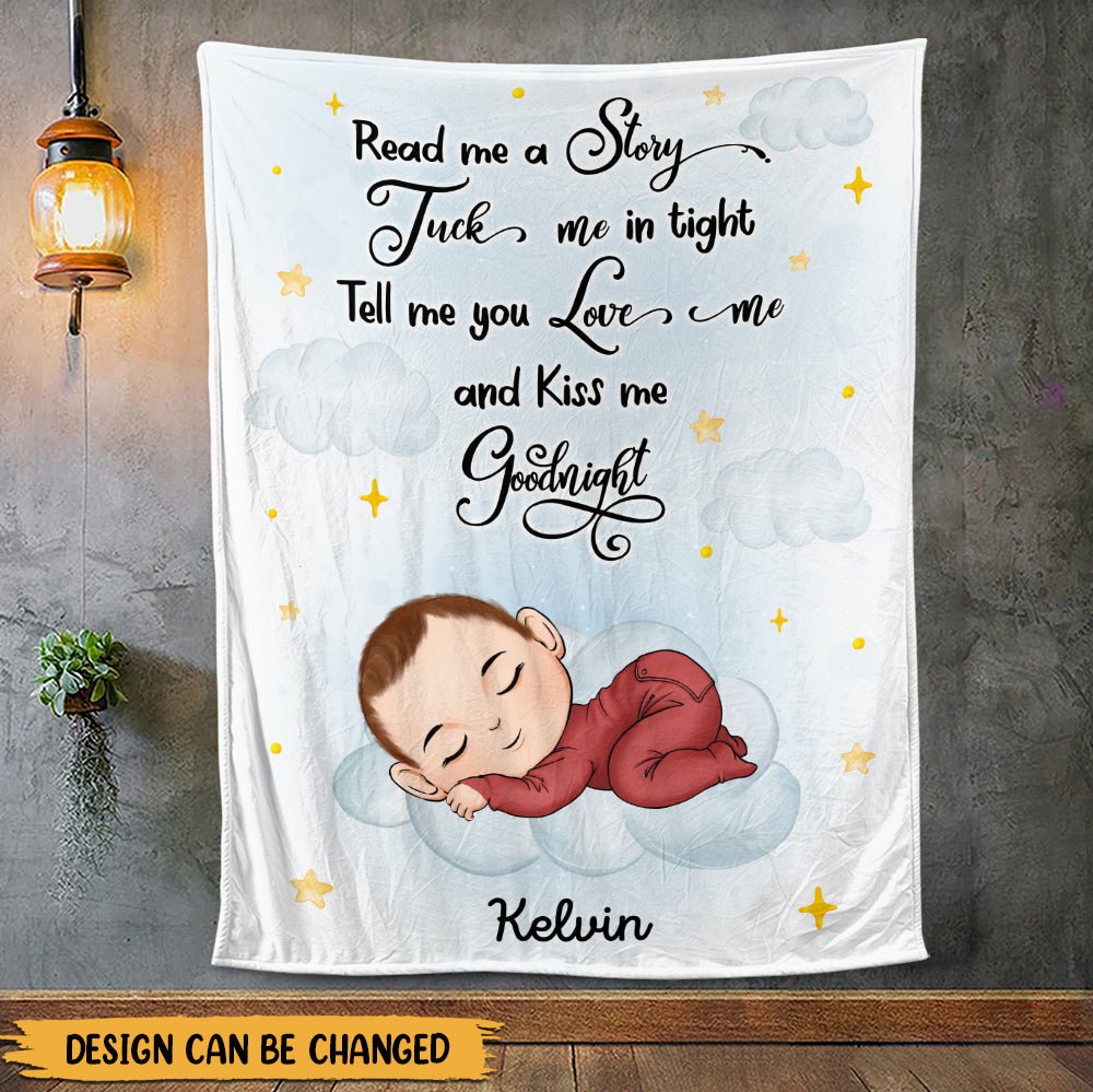 Baby Kiss Me Goodnight - Personalized Blanket - Giftago