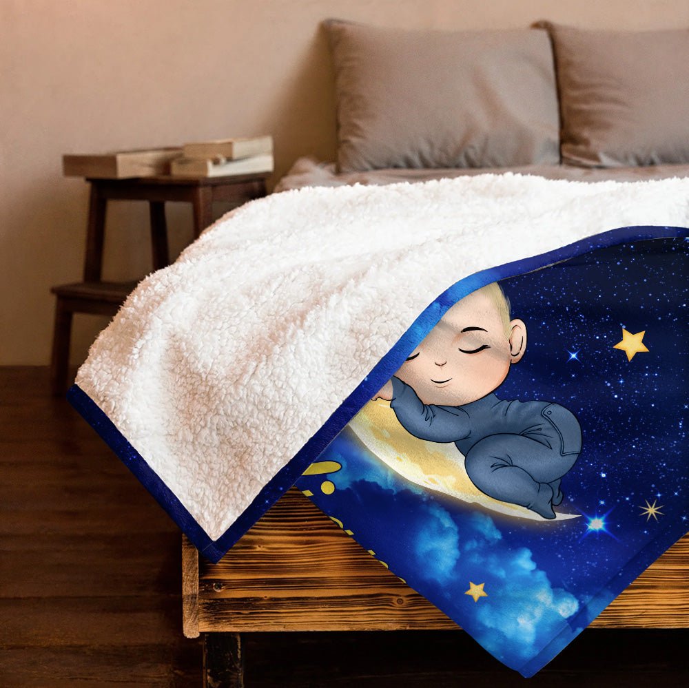 Baby Love You To The Moon And Back - Personalized Blanket - Giftago