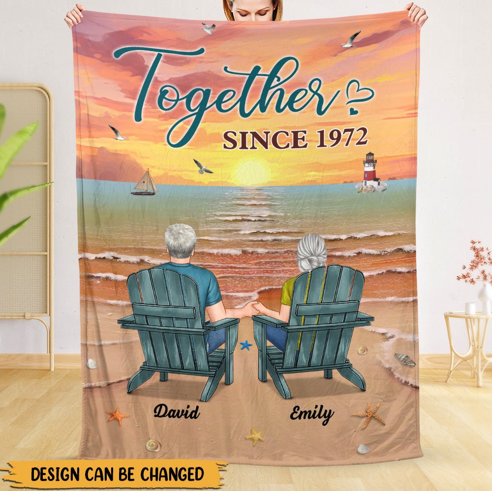 Back View Couple - Personalized Blanket - Meaningful Gift For Valentine, For Couple - Giftago