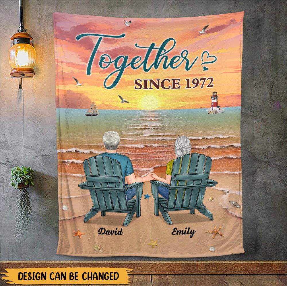 Back View Couple - Personalized Blanket - Meaningful Gift For Valentine, For Couple - Giftago