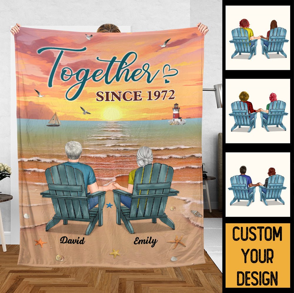 Back View Couple - Personalized Blanket - Meaningful Gift For Valentine, For Couple - Giftago