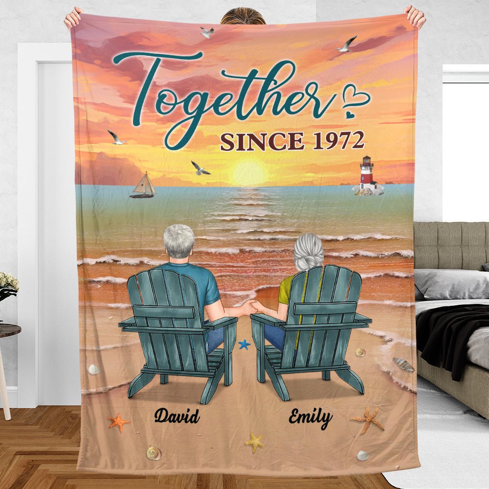 Back View Couple - Personalized Blanket - Meaningful Gift For Valentine, For Couple - Giftago