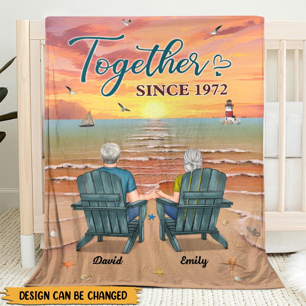 Back View Couple - Personalized Blanket - Meaningful Gift For Valentine, For Couple - Giftago
