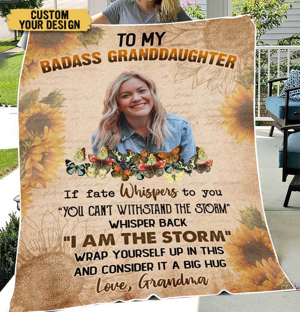 Badass Granddaughter (Photo) - Personalized Blanket - Meaningful Gift For Birthday - Giftago