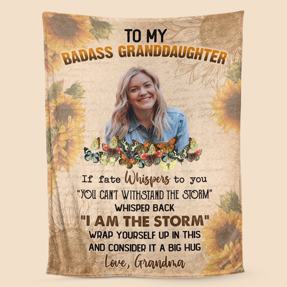 Badass Granddaughter (Photo) - Personalized Blanket - Meaningful Gift For Birthday - Giftago