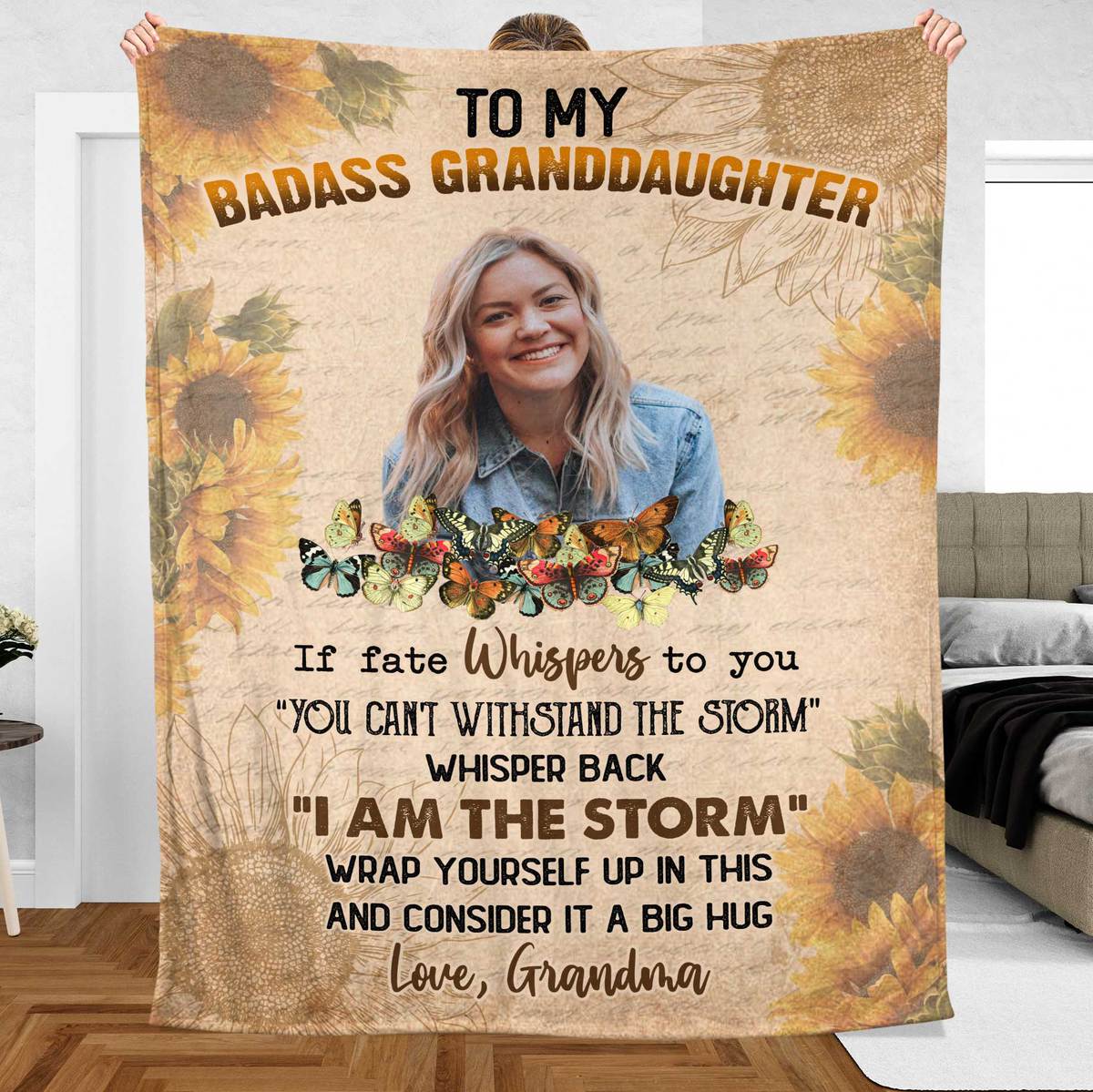 Badass Granddaughter (Photo) - Personalized Blanket - Meaningful Gift For Birthday - Giftago