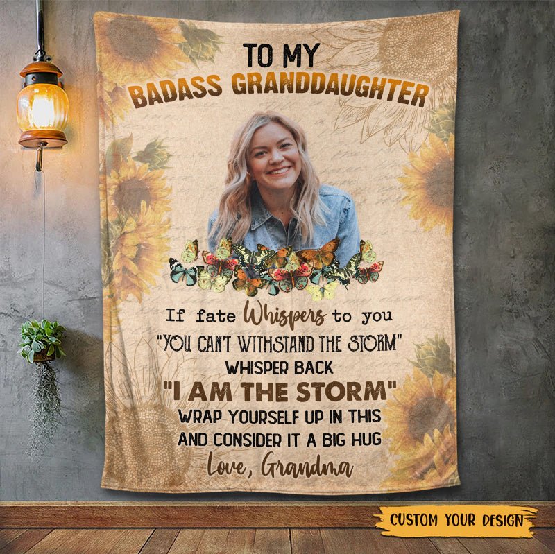 Badass Granddaughter (Photo) - Personalized Blanket - Meaningful Gift For Birthday - Giftago