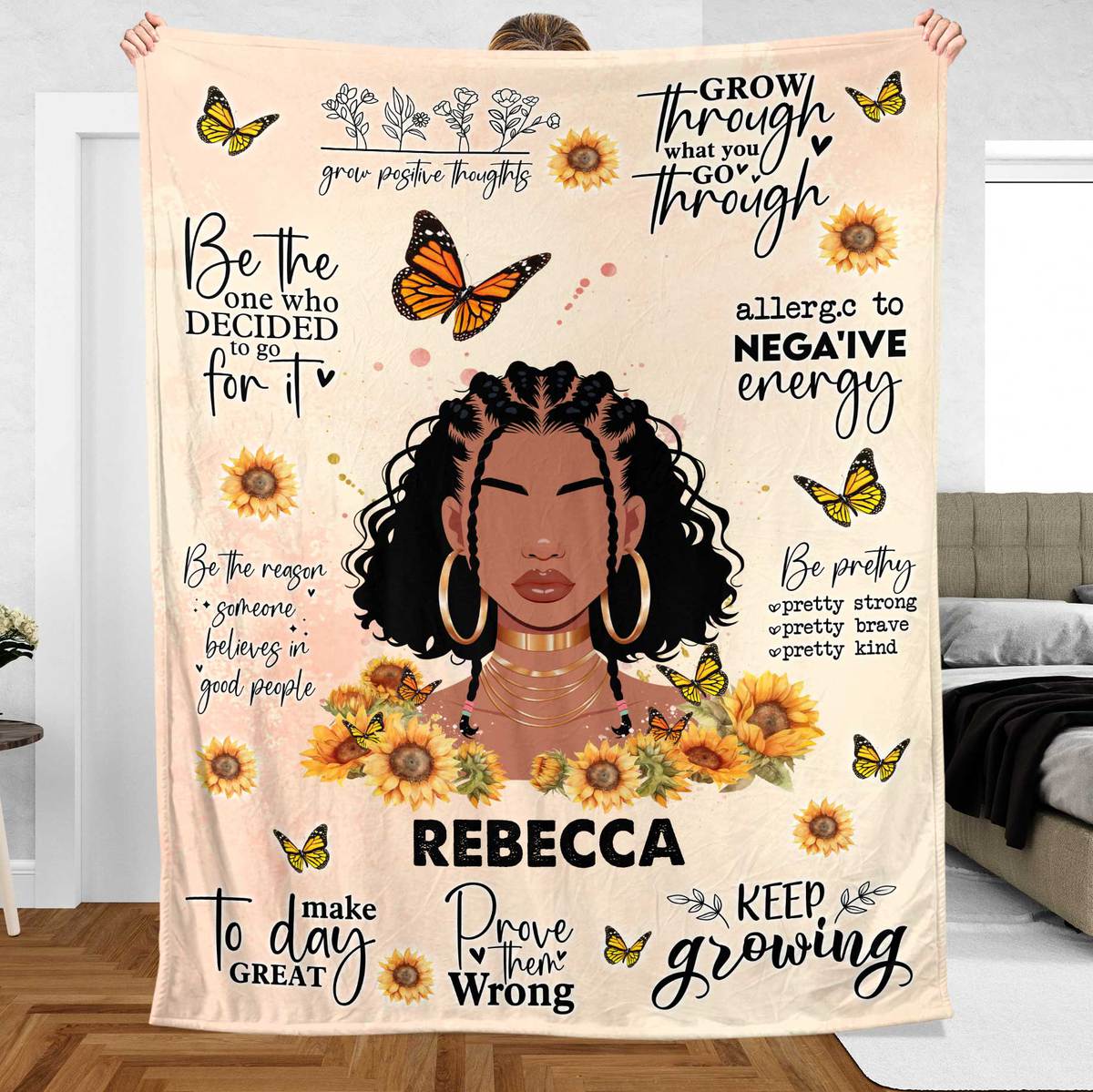 Be Pretty Black Girl - Personalized Blanket - Giftago