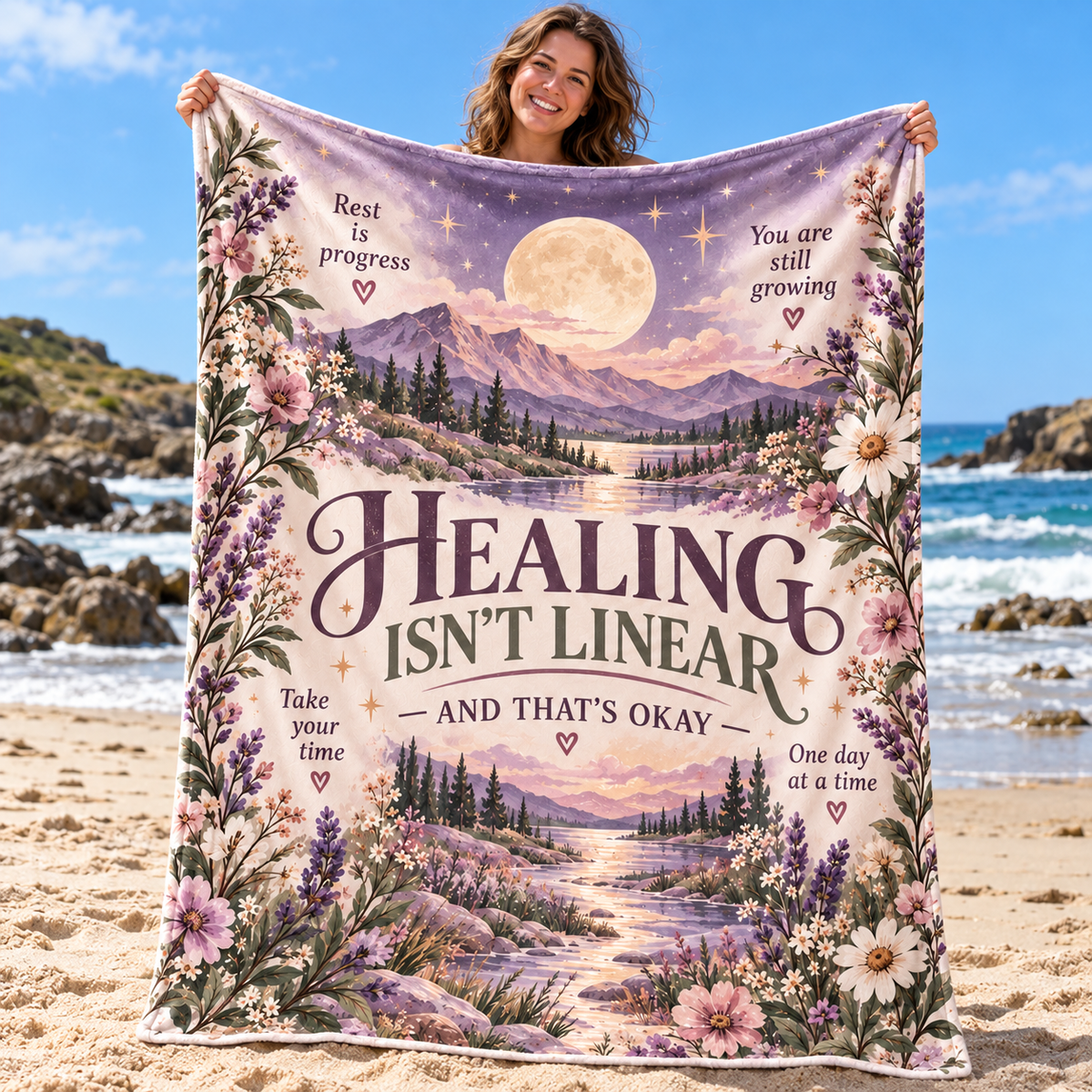 Moonlit Healing Isn’t Linear Affirmation Blanket