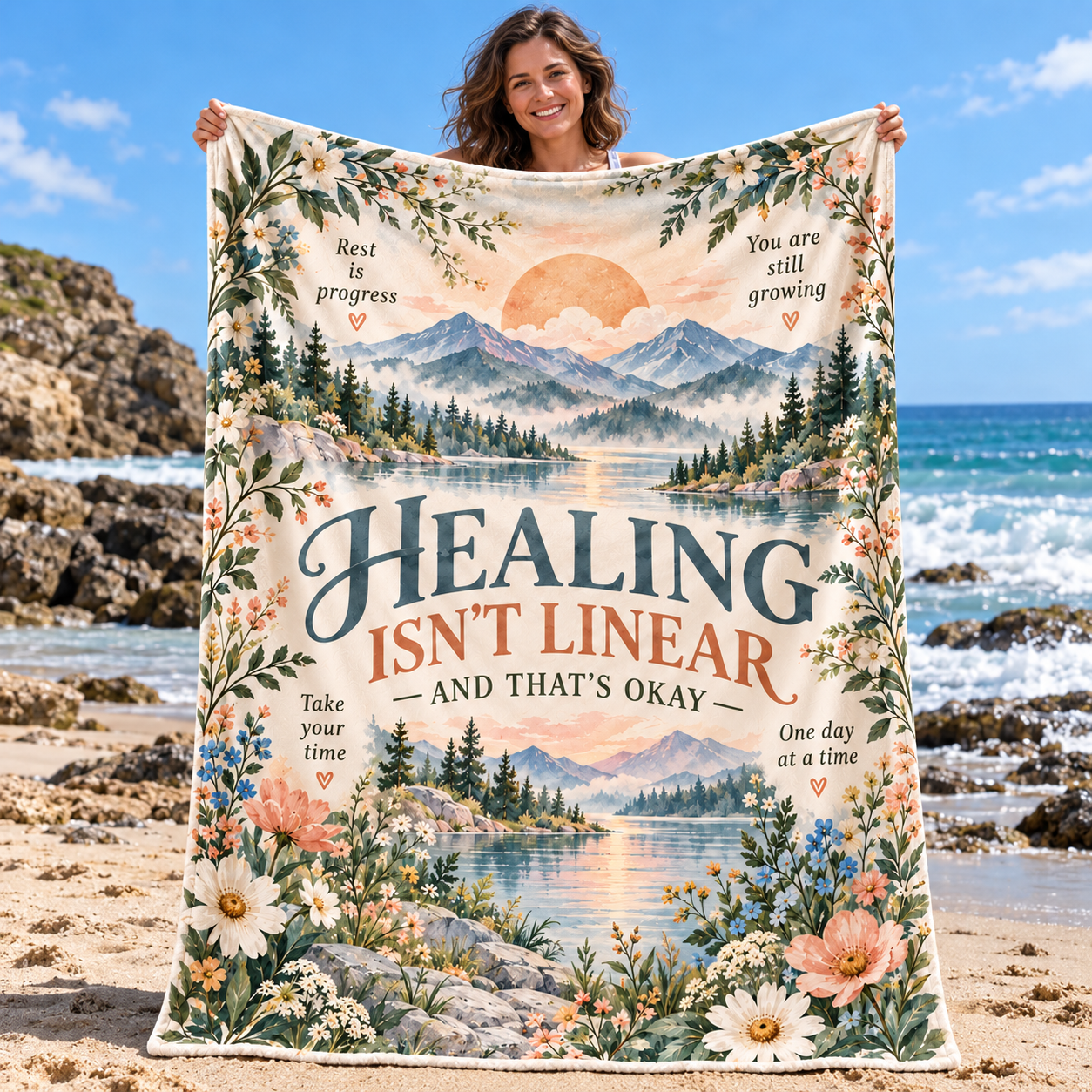 Still Waters Healing Isn’t Linear Affirmation Blanket