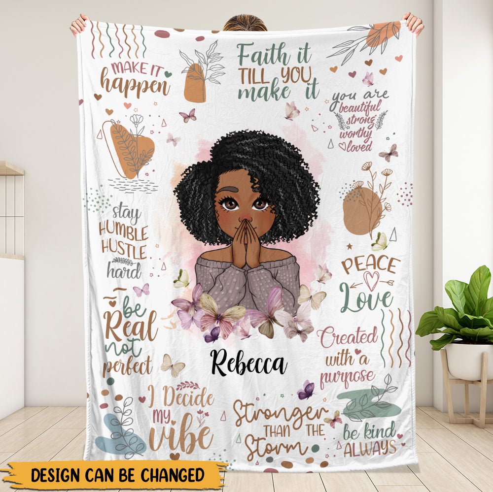 Beautiful, Strong, Worthy, Loved - Personalized Blanket - Giftago