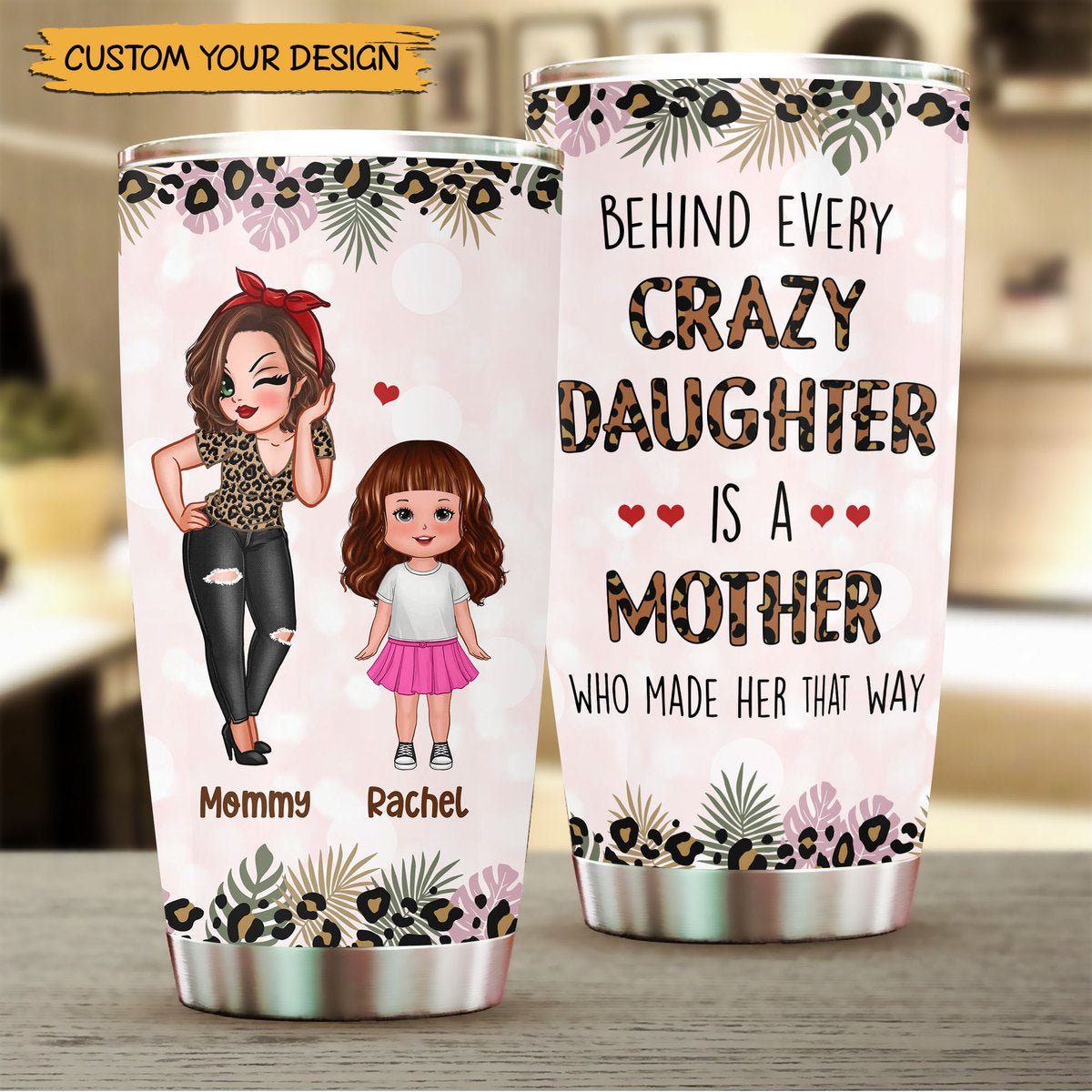 Behind Crazy Daughter - Personalized Tumbler - Best Gift For Mother, For Grandma - Giftago