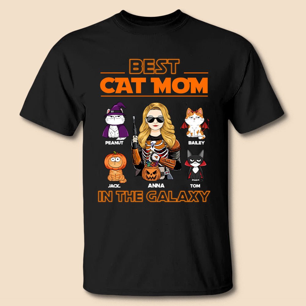 Best Cat Mom In The Galaxy - Personalized T-Shirt/ Hoodie - Best Gift For Cat Lovers, For Halloween - Giftago