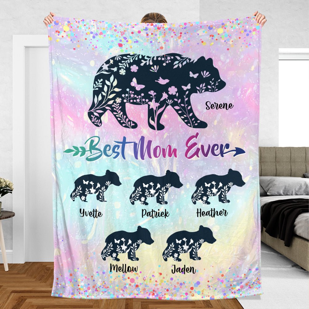 Best Mom Ever Colors - Personalized Blanket - Best Gift For Mother - Giftago