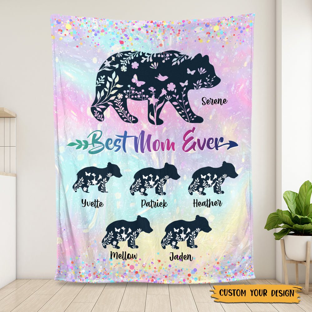 Best Mom Ever Colors - Personalized Blanket - Best Gift For Mother - Giftago