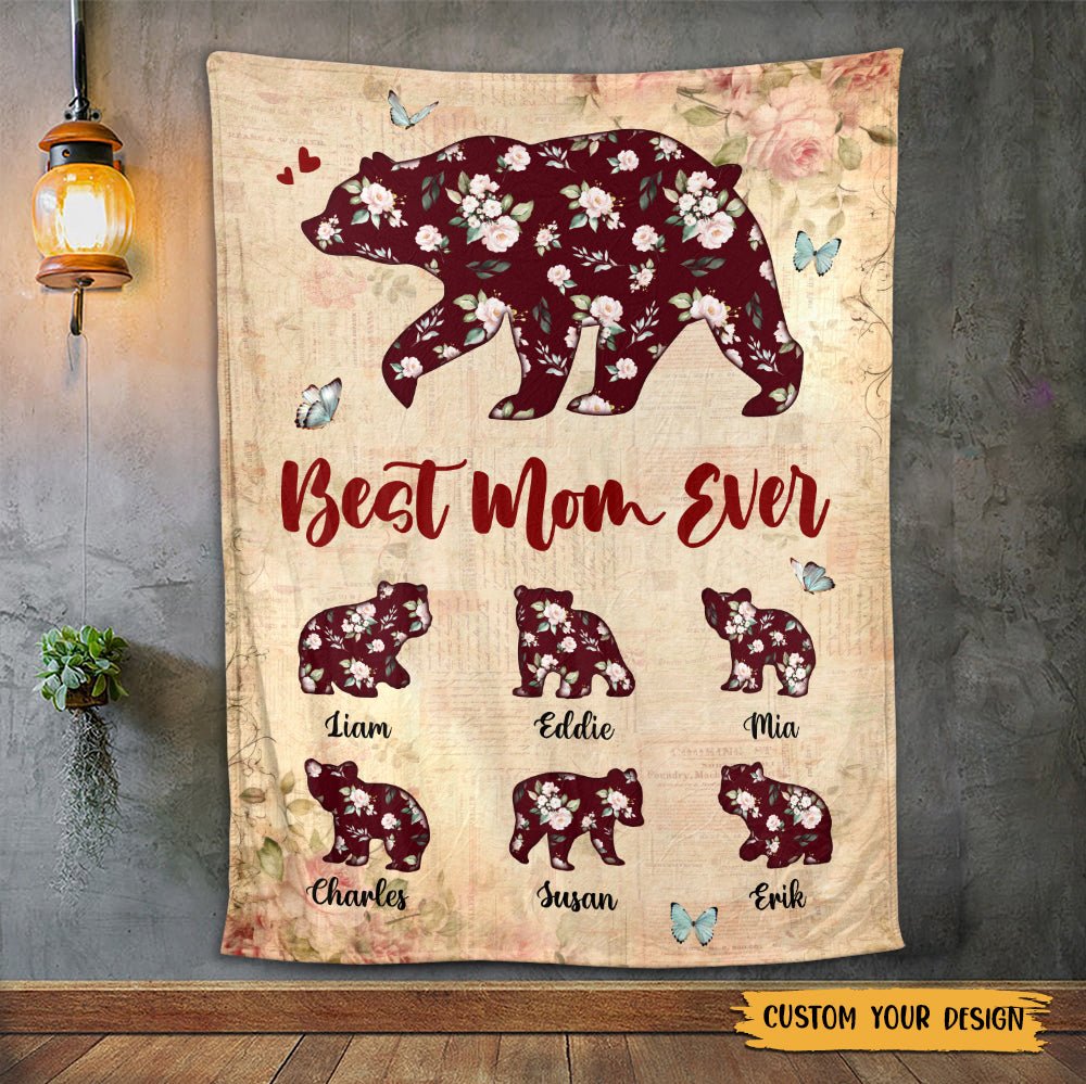 Best Mom Ever Flower (Red) - Personalized Blanket - Best Gift For Mother - Giftago