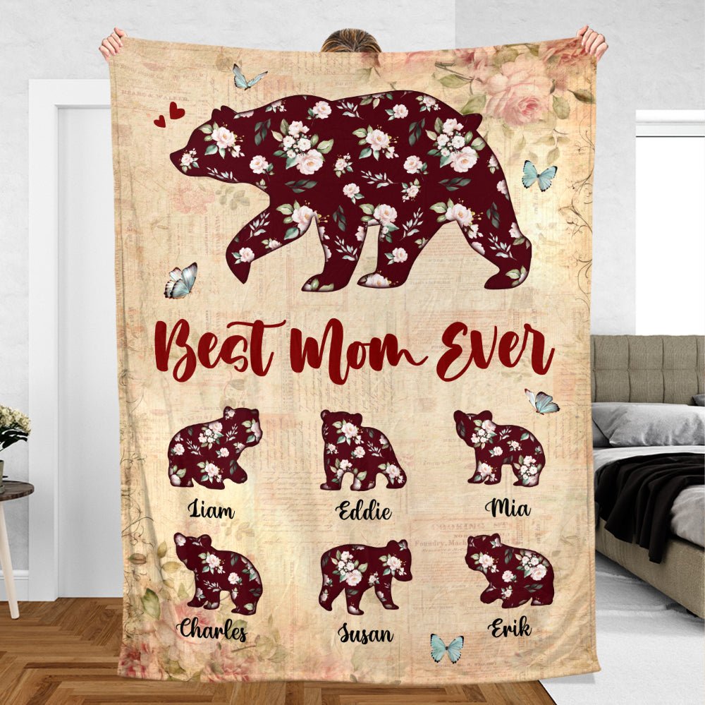 Best Mom Ever Flower (Red) - Personalized Blanket - Best Gift For Mother - Giftago