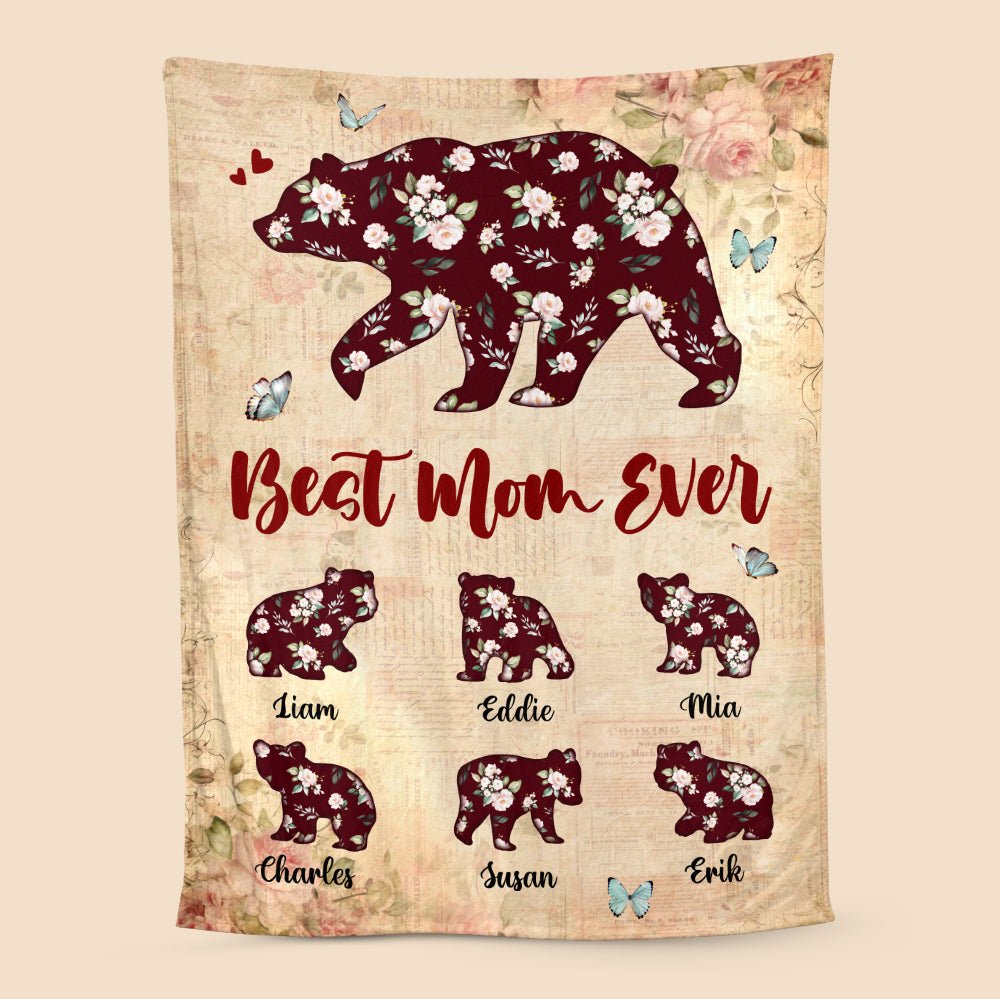 Best Mom Ever Flower (Red) - Personalized Blanket - Best Gift For Mother - Giftago