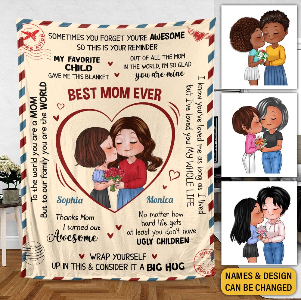 Best Mom Ever - Personalized Blanket - Best Gift For Mom - Giftago