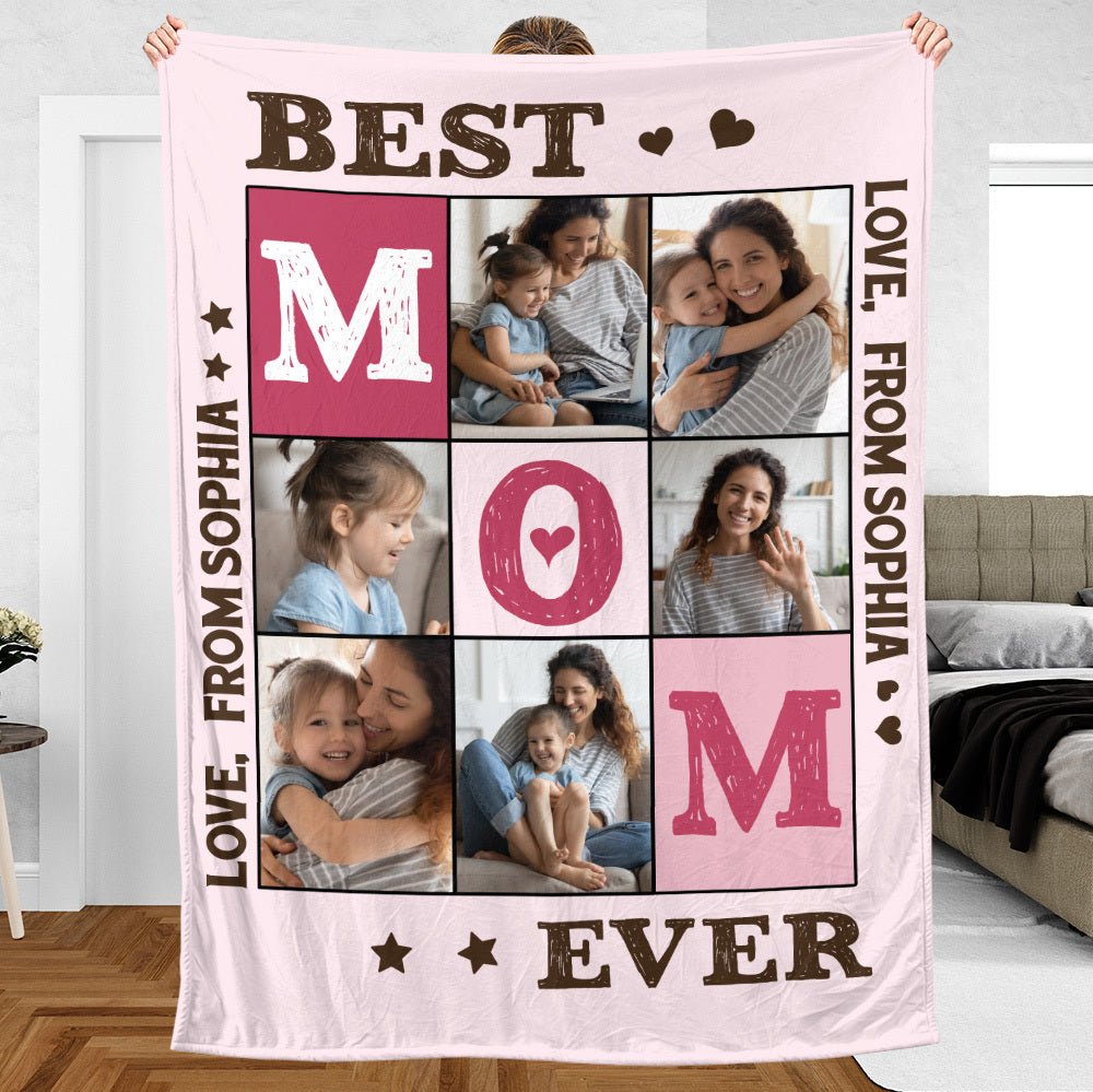 Best Mom Ever Photo - Personalized Blanket - Best Gift For Mother - Giftago