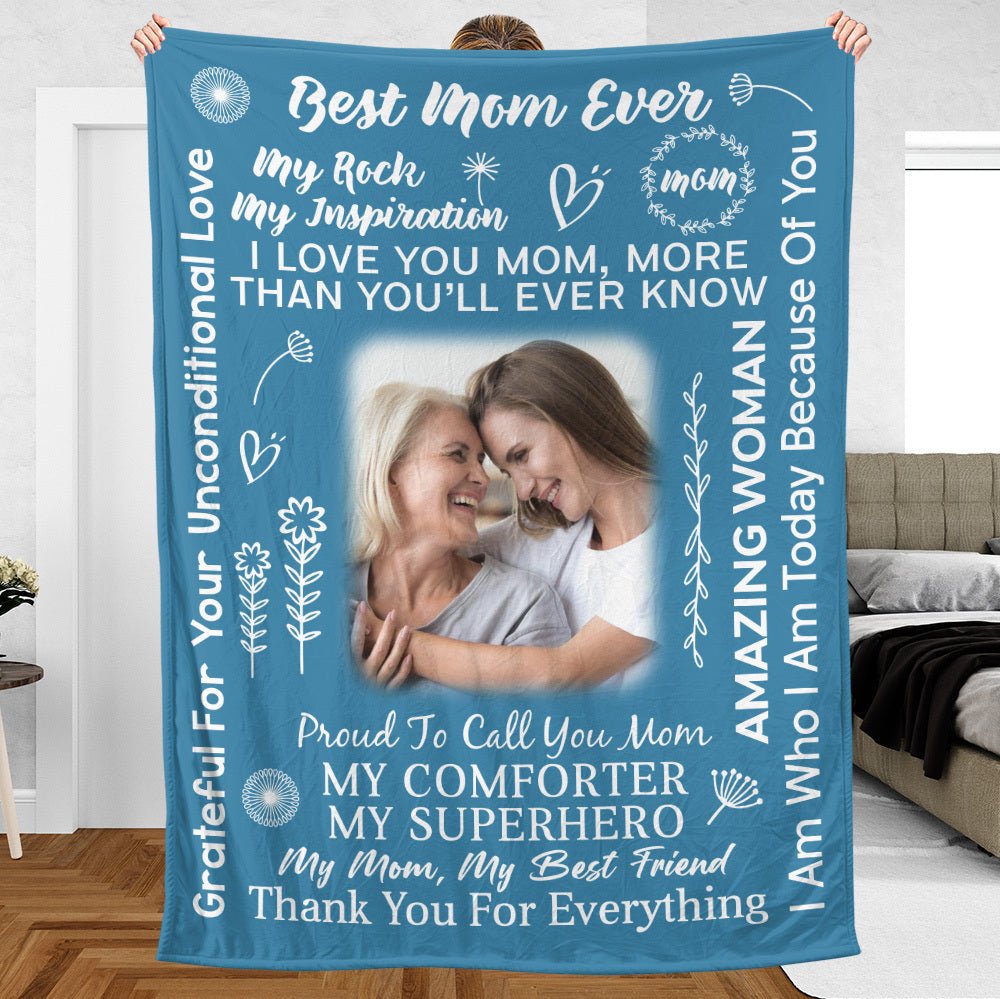 Best Mom Ever Photo - Personalized Blanket - Best Gift For Mother, For Grandma - Giftago