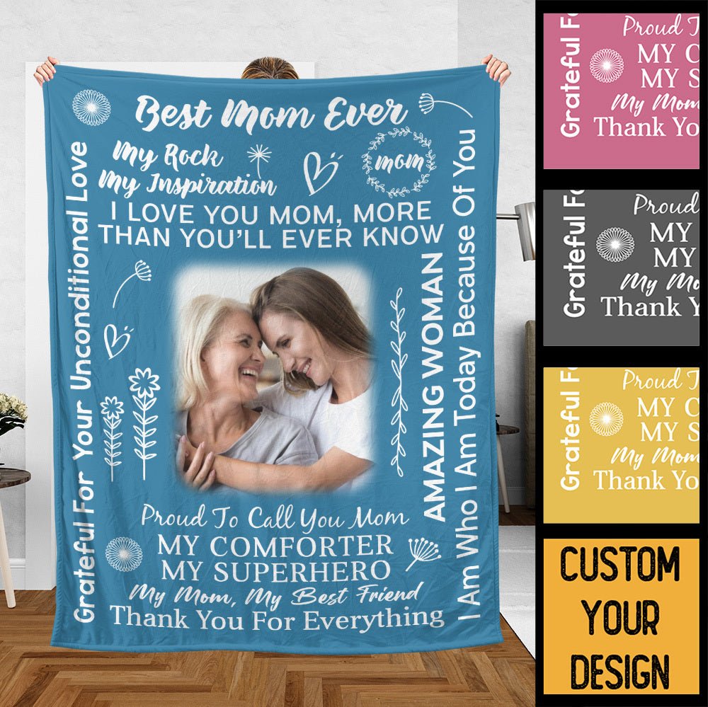 Best Mom Ever Photo - Personalized Blanket - Best Gift For Mother, For Grandma - Giftago