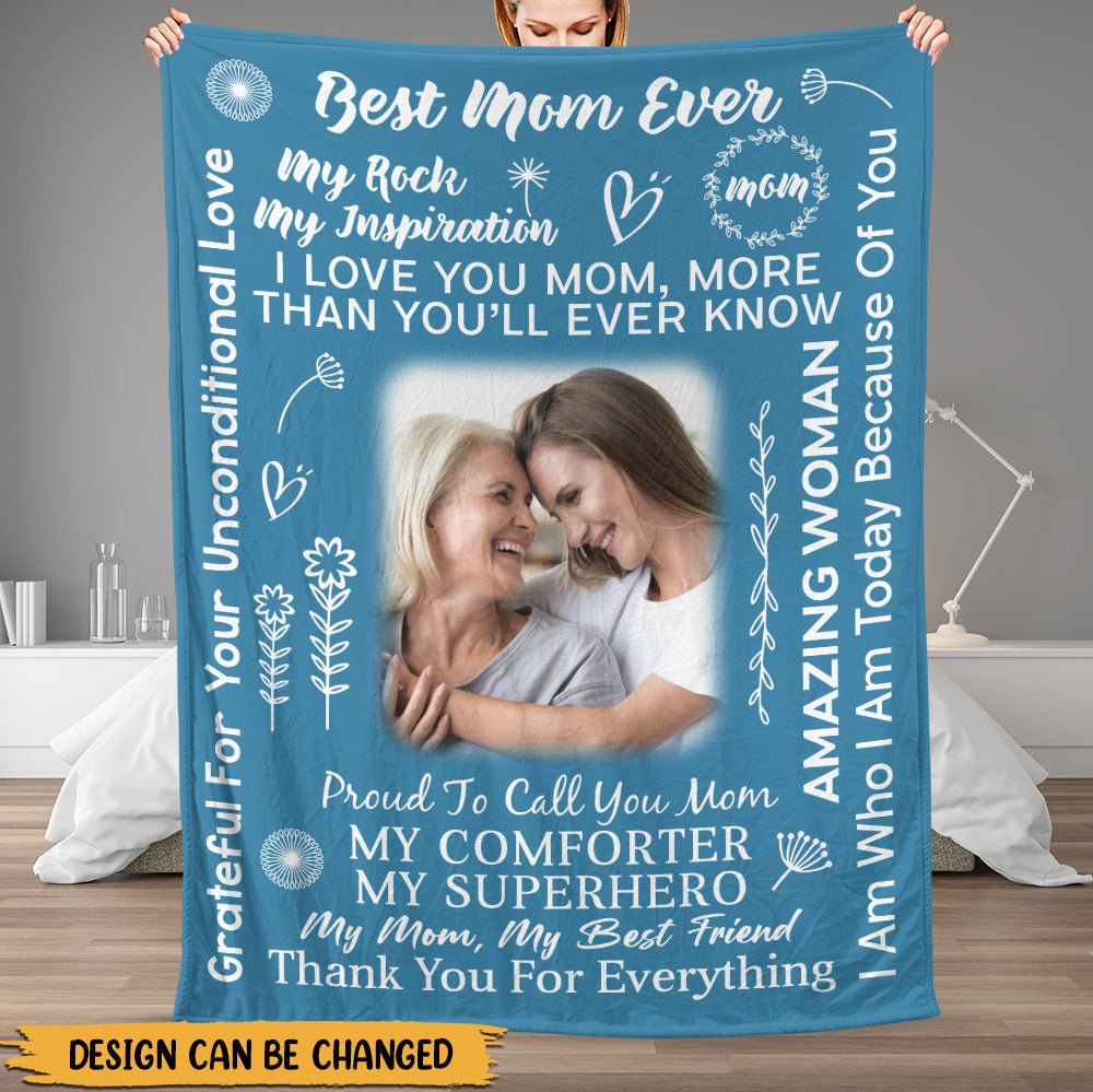 Best Mom Ever Photo - Personalized Blanket - Best Gift For Mother, For Grandma - Giftago