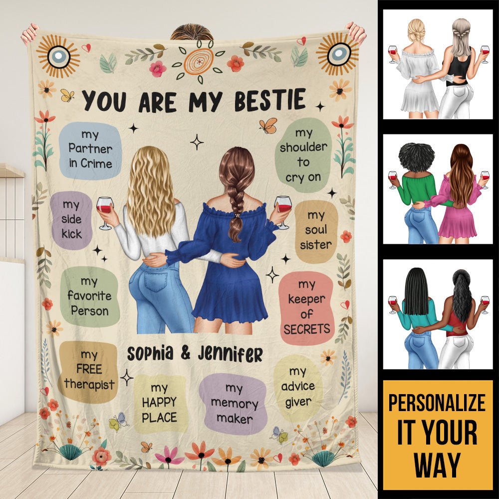 Bestie You Are My Free Therapist - Personalized Blanket - Giftago