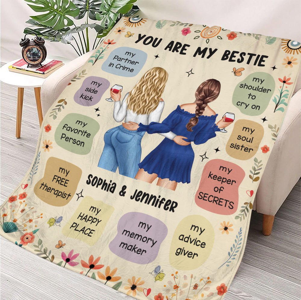 Bestie You Are My Free Therapist - Personalized Blanket - Giftago