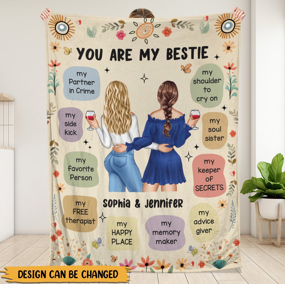 Bestie You Are My Free Therapist - Personalized Blanket - Giftago