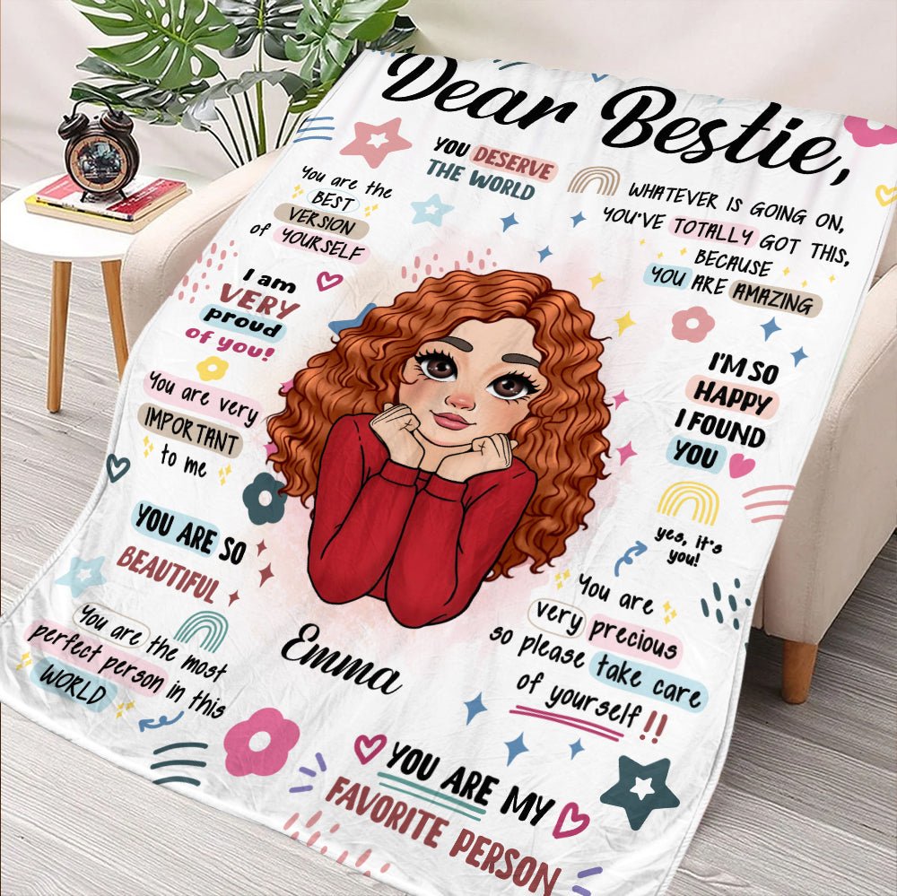 Bestie You Deserve The World Blanket - Personalized Blanket - Giftago