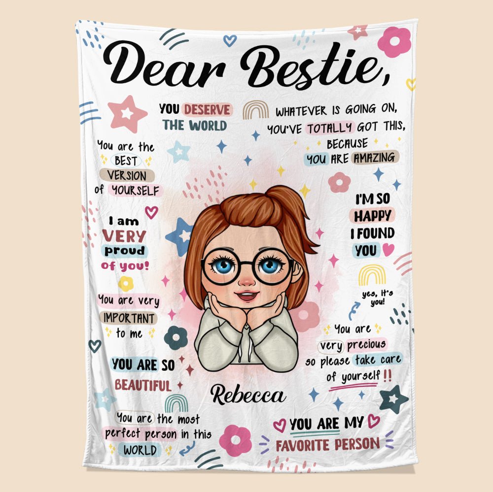 Bestie You Deserve The World Blanket - Personalized Blanket - Giftago