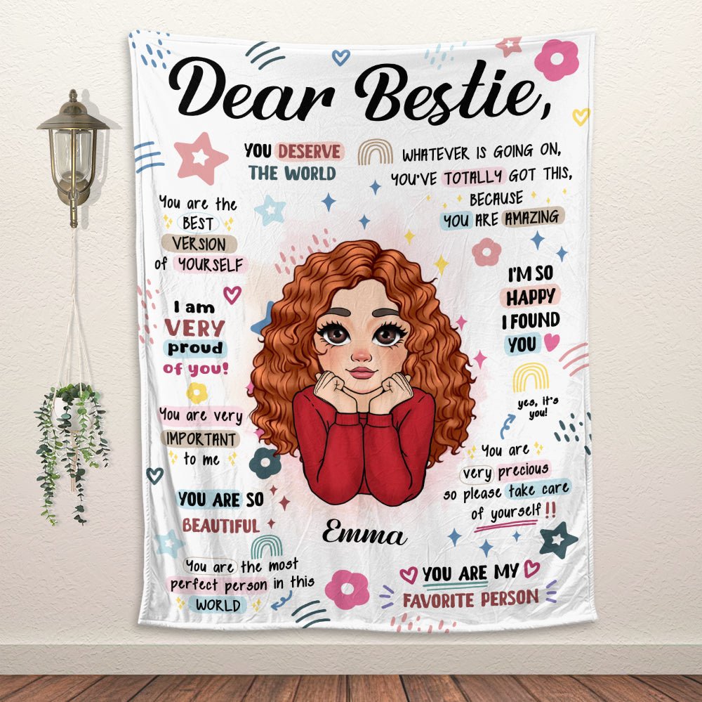 Bestie You Deserve The World Blanket - Personalized Blanket - Giftago