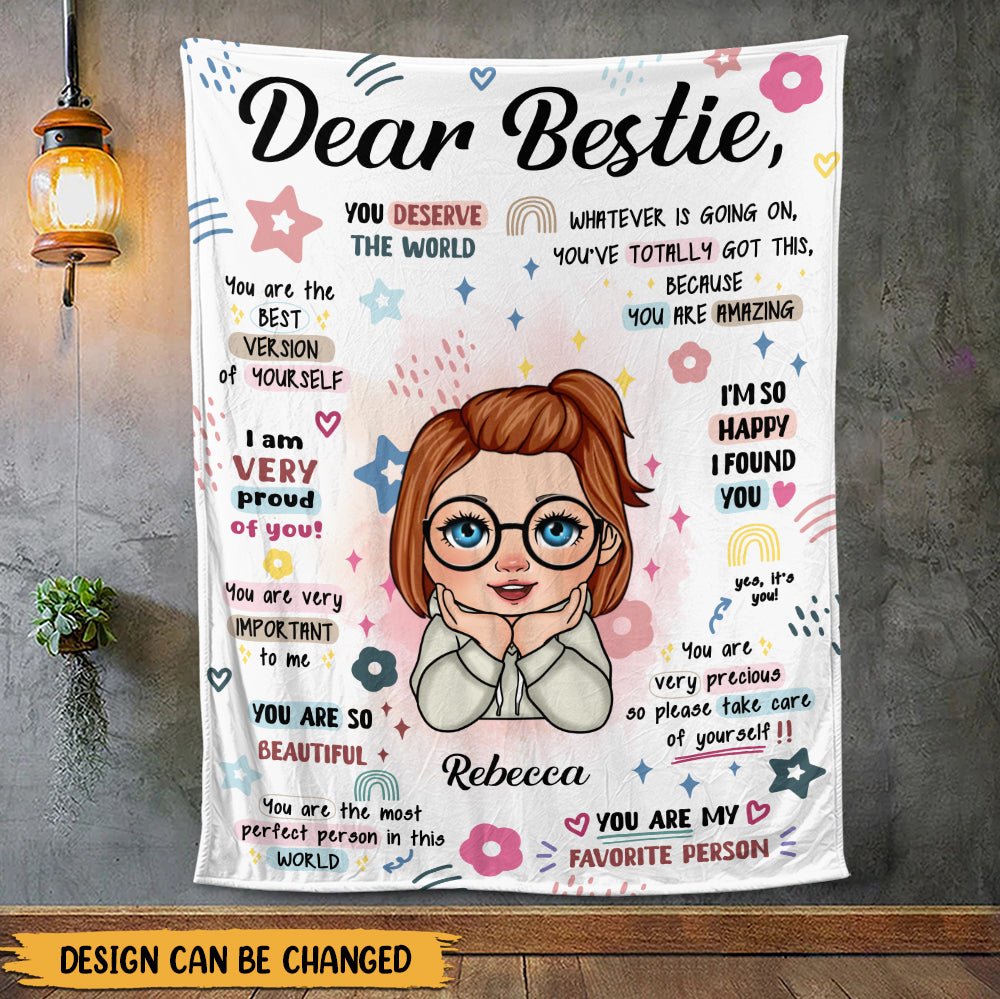 Bestie You Deserve The World Blanket - Personalized Blanket - Giftago