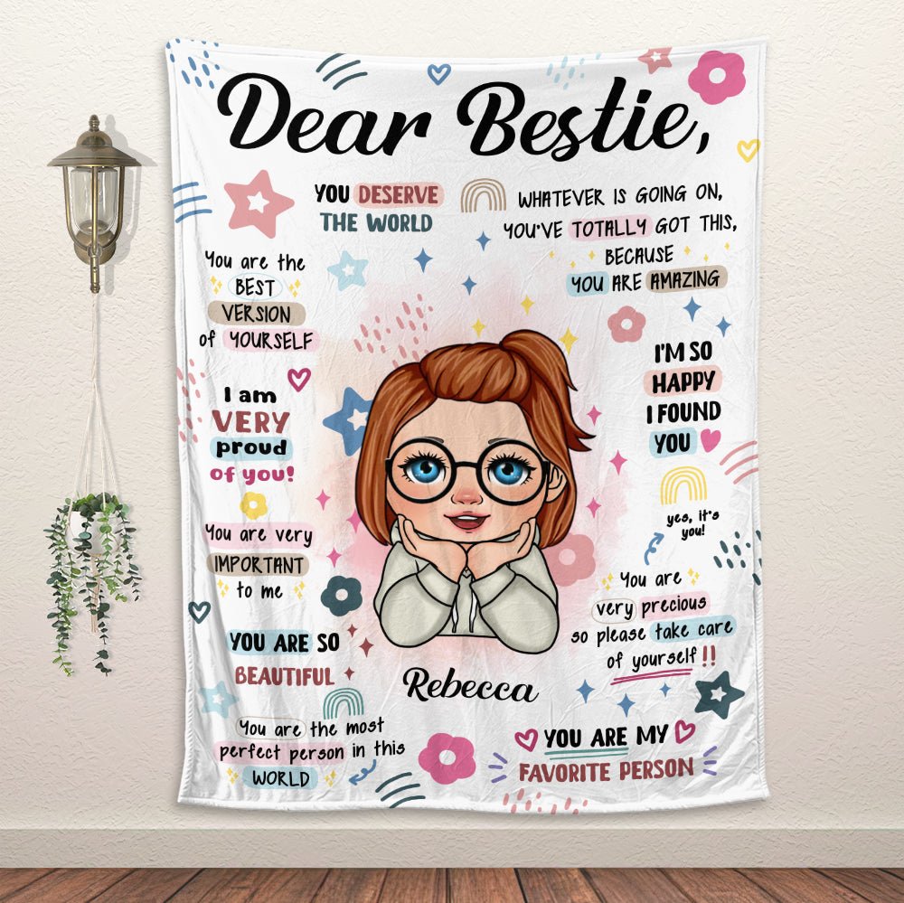 Bestie You Deserve The World Blanket - Personalized Blanket - Giftago