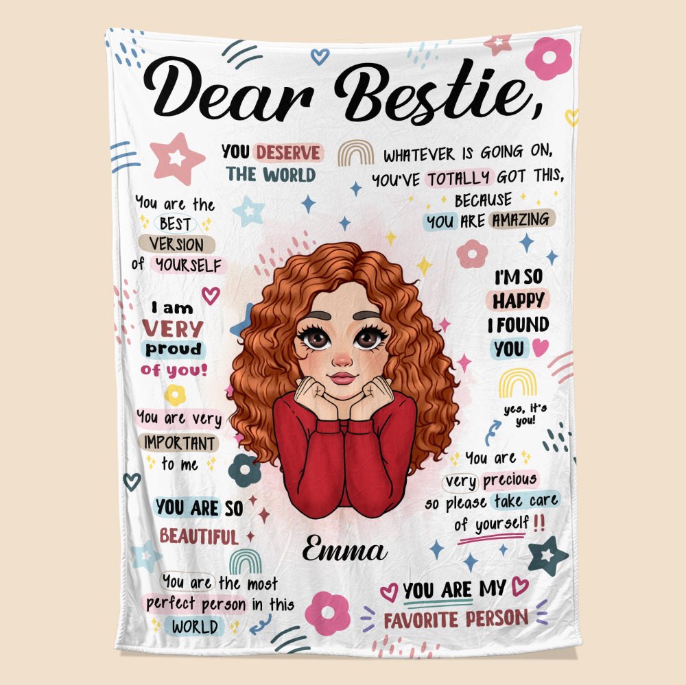 Bestie You Deserve The World Blanket - Personalized Blanket - Giftago