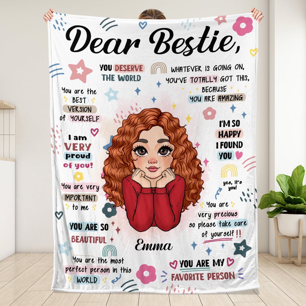 Bestie You Deserve The World Blanket - Personalized Blanket - Giftago