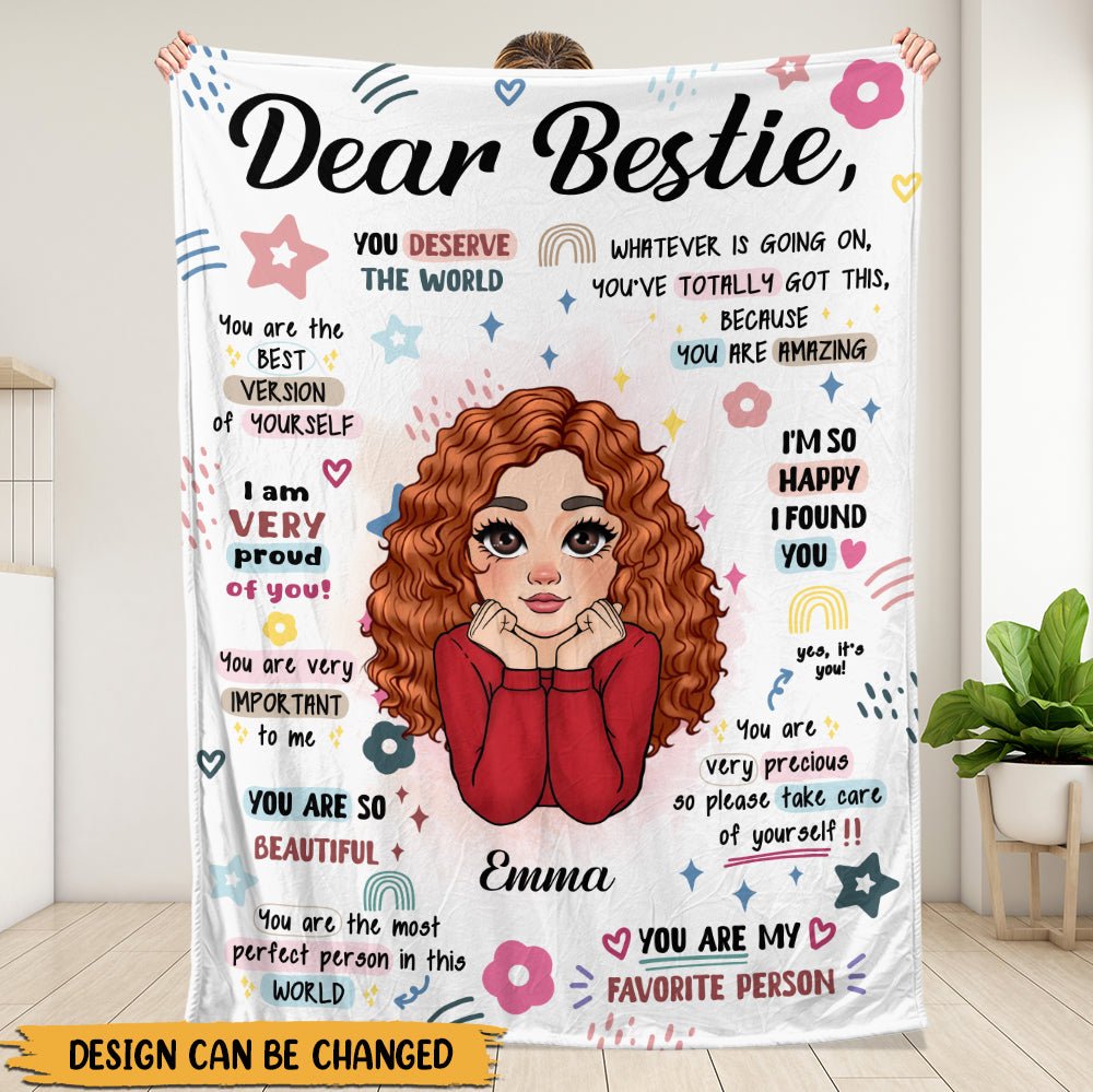 Bestie You Deserve The World Blanket - Personalized Blanket - Giftago