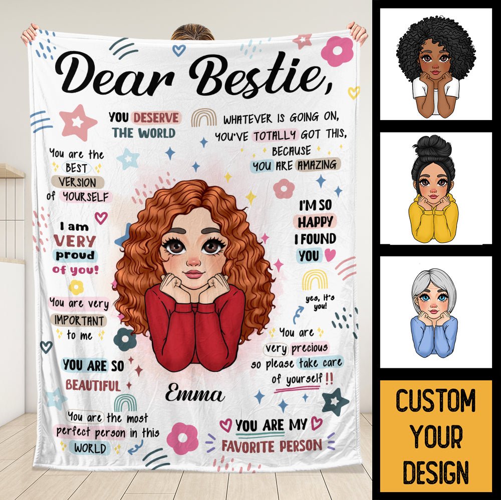 Bestie You Deserve The World Blanket - Personalized Blanket - Giftago