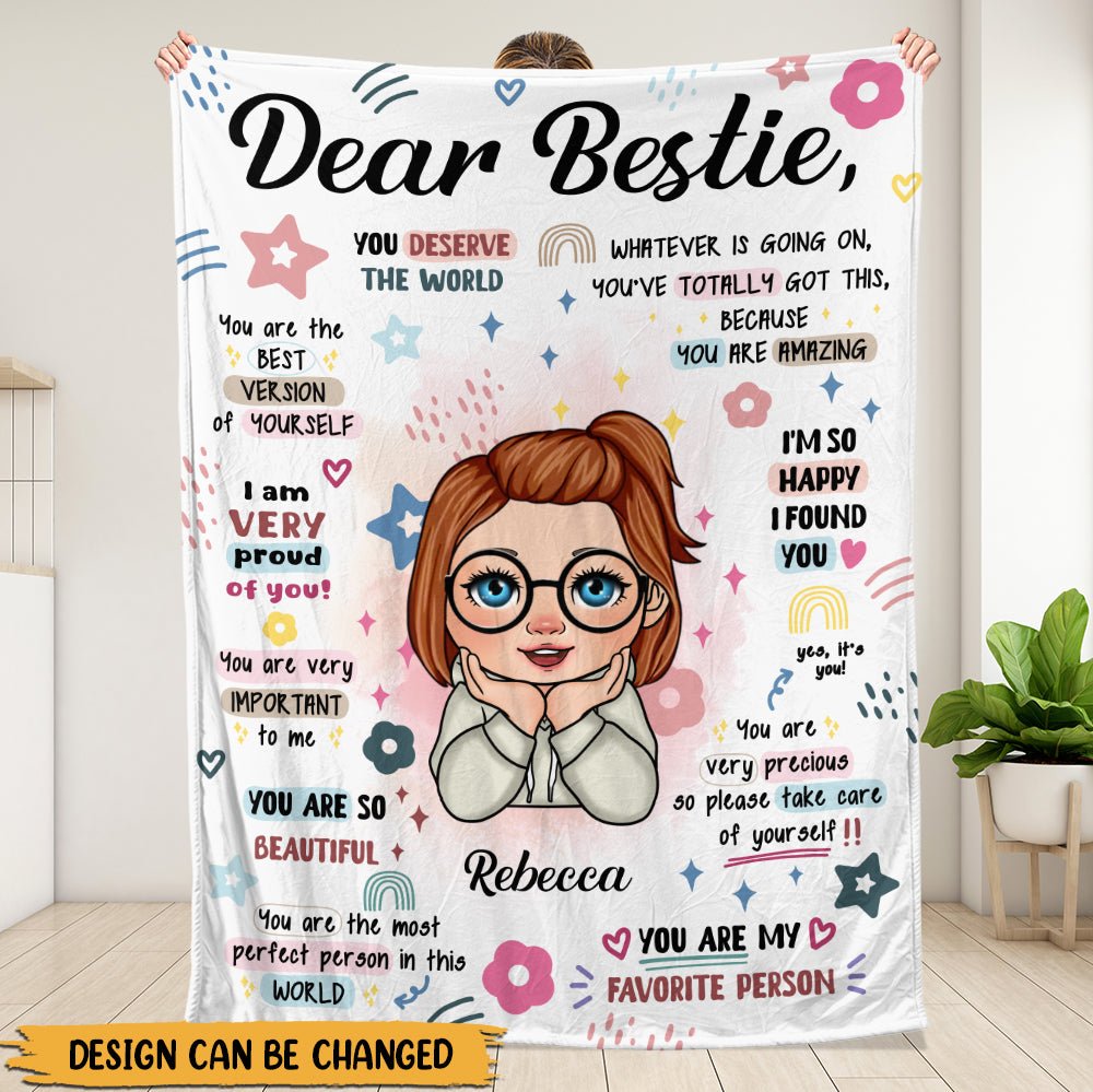 Bestie You Deserve The World Blanket - Personalized Blanket - Giftago