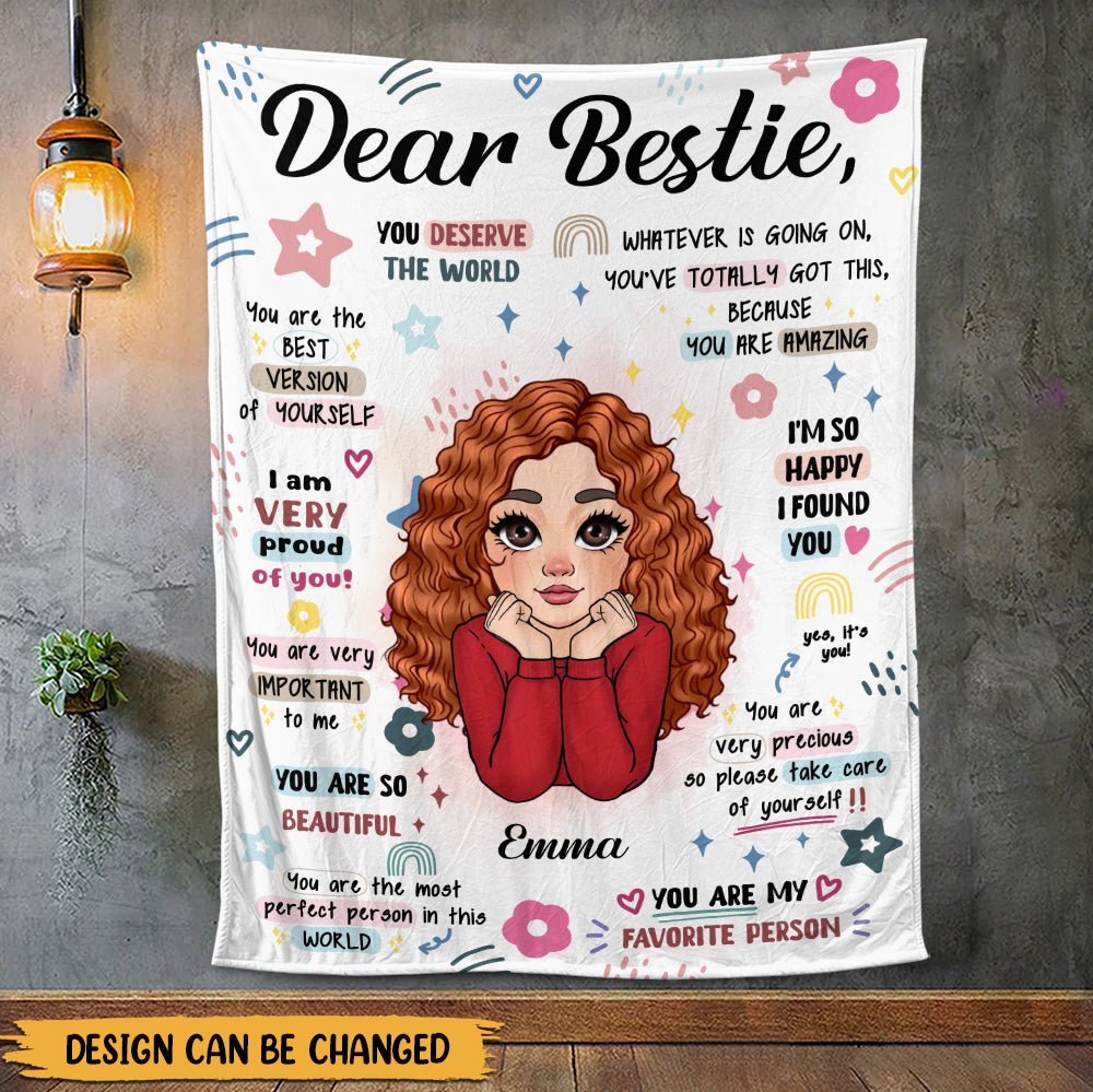 Bestie You Deserve The World Blanket - Personalized Blanket - Giftago