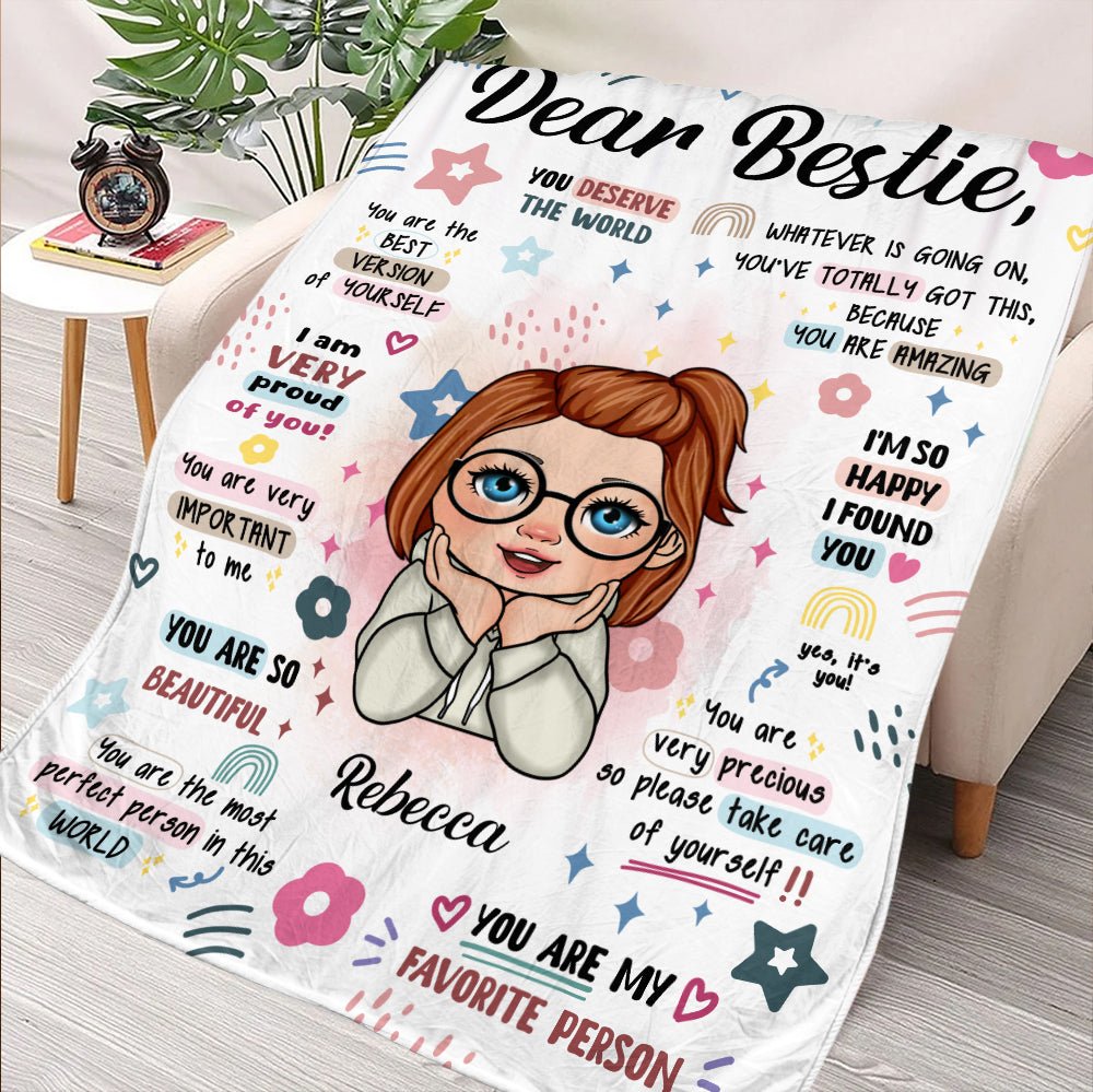 Bestie You Deserve The World Blanket - Personalized Blanket - Giftago