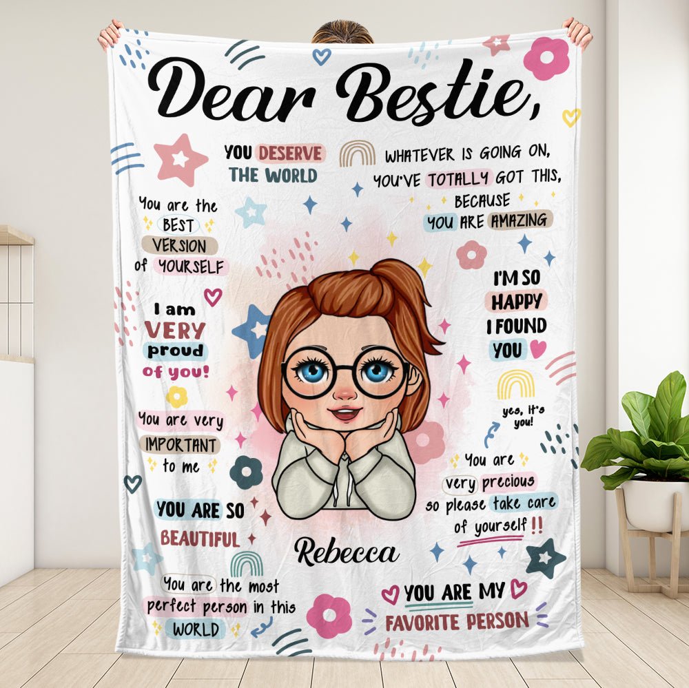 Bestie You Deserve The World Blanket - Personalized Blanket - Giftago