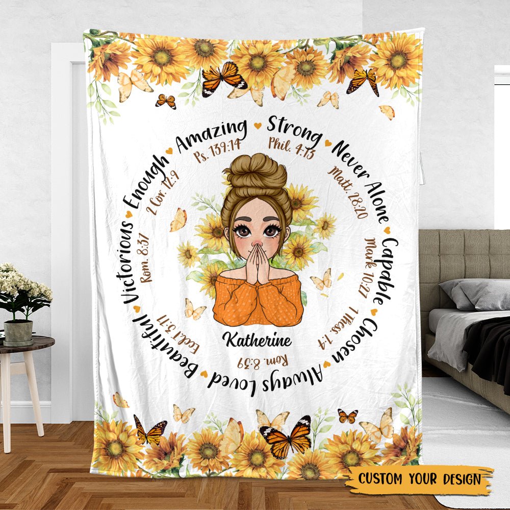 Bible With Sunflowers - Personalized Blanket - Meaningful Gift For Birthday - Giftago
